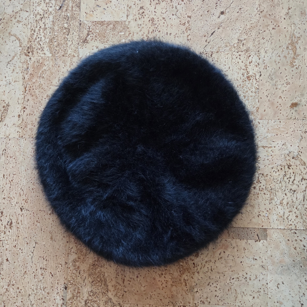 Black Angora Beret